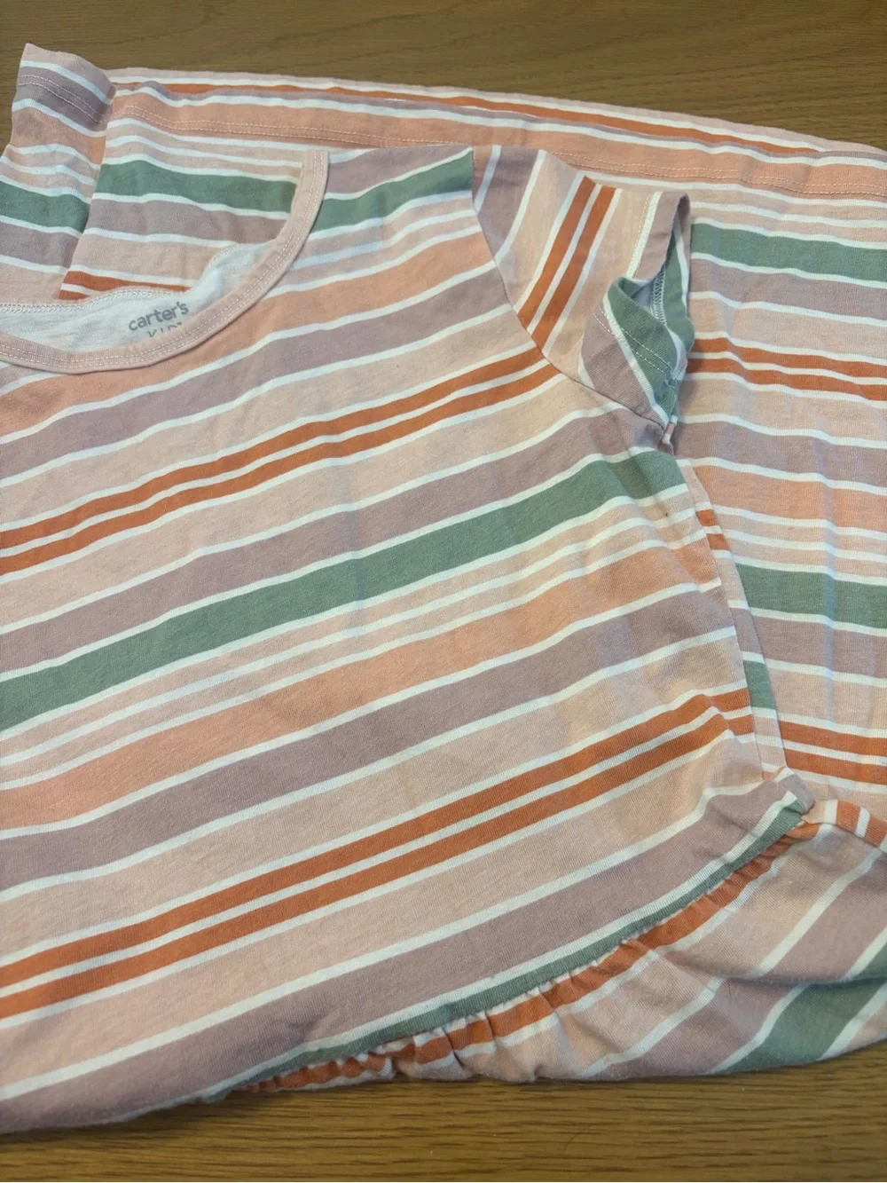 3 for $12 Carter's Peach, Green & White Striped Short Sleeve Dress